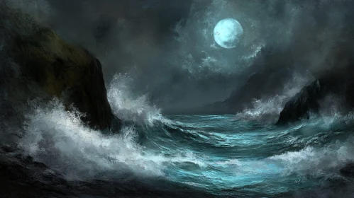 Night Ocean Storm Art