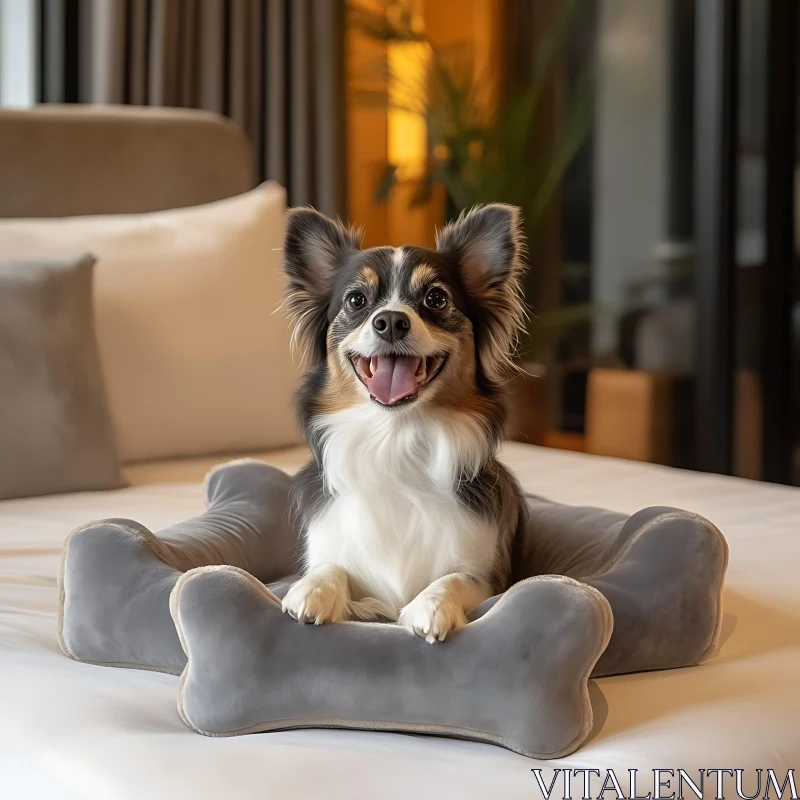 Content Dog Relaxing on Soft Pillow AI Image