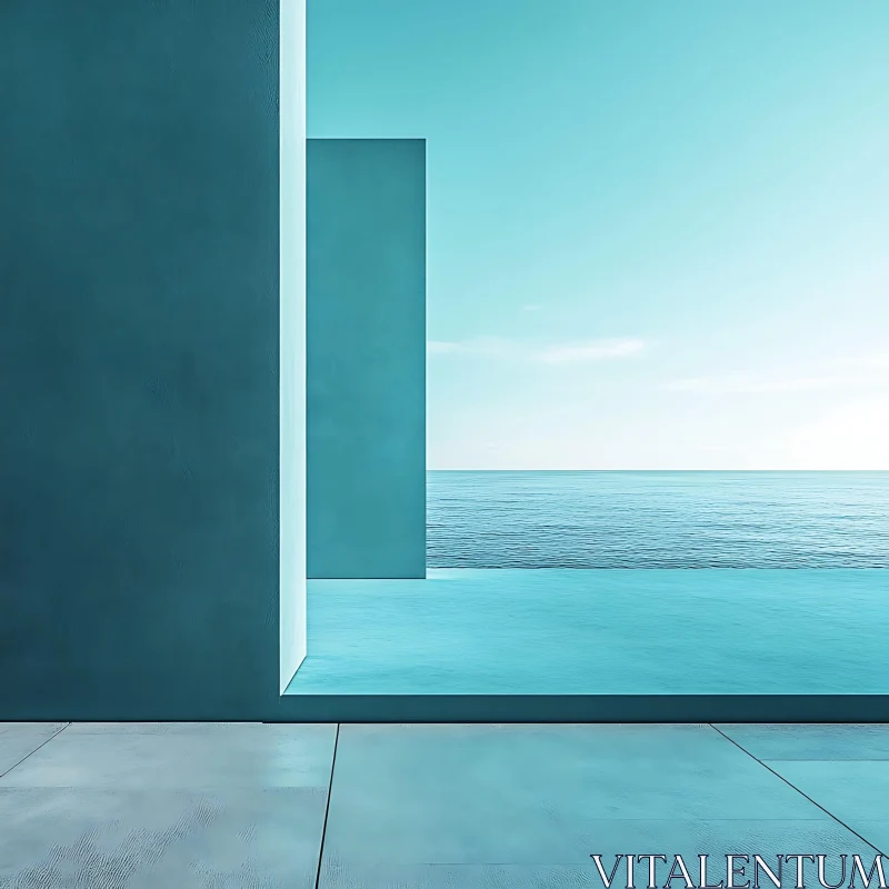 Architectural Serenity and Ocean View AI Image