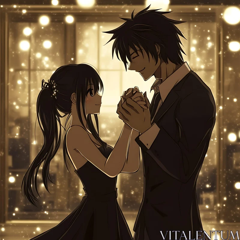 Intimate Evening Dance Scene in Anime AI Image