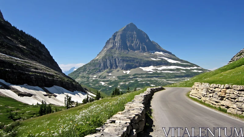 AI ART Mountain Peak Road Landscape