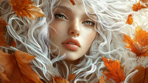 Ethereal Autumn Woman Portrait