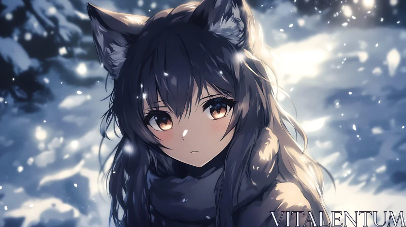 Winter Fantasy Anime Girl AI Image