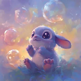 Pastel Bunny in a Bubble Dream