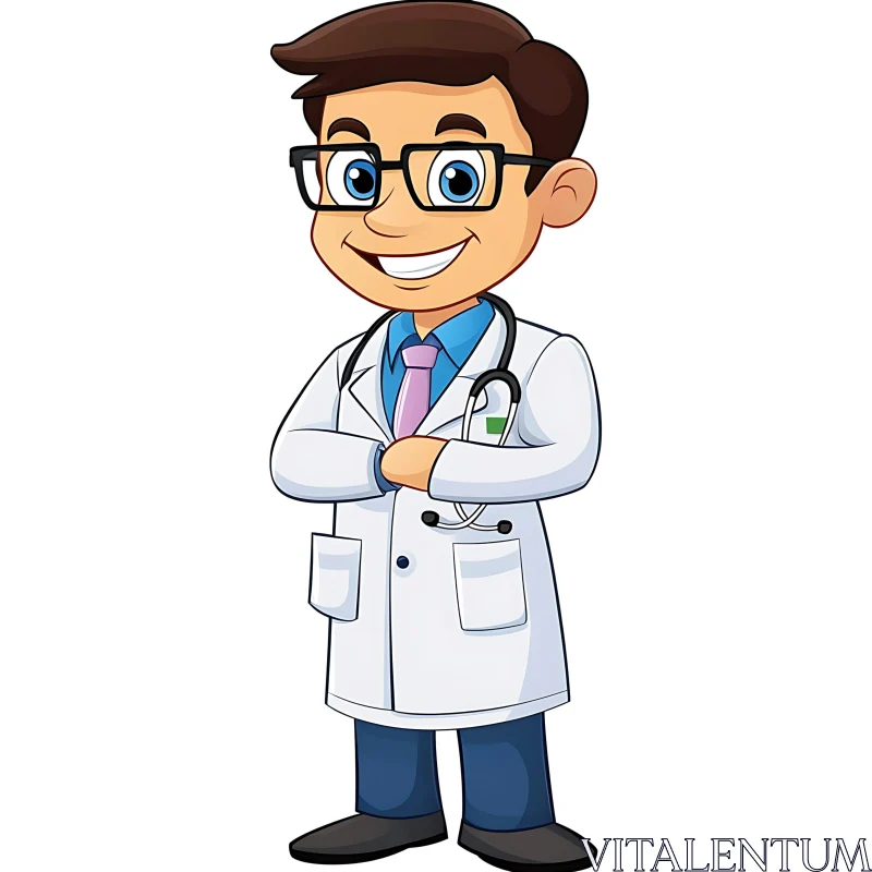 AI ART Smiling Cartoon Doctor with Stethoscope