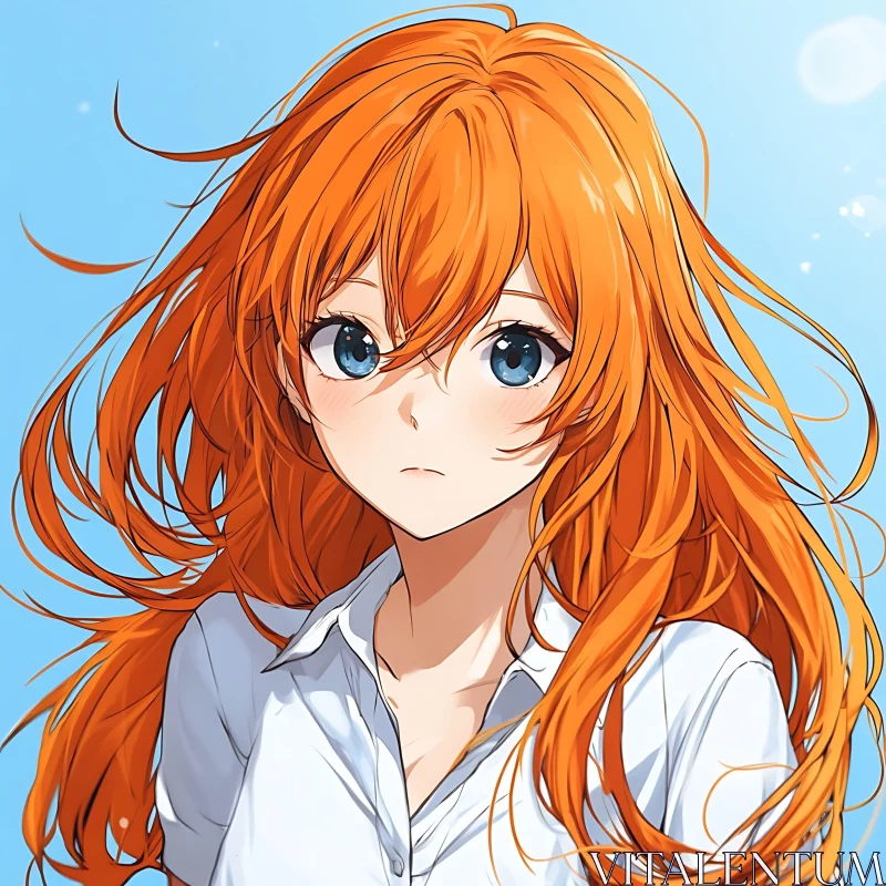 AI ART Anime Girl with Red Hair and Blue Eyes