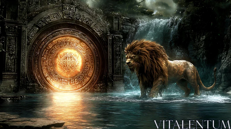 AI ART Majestic Lion by the Glowing Portal