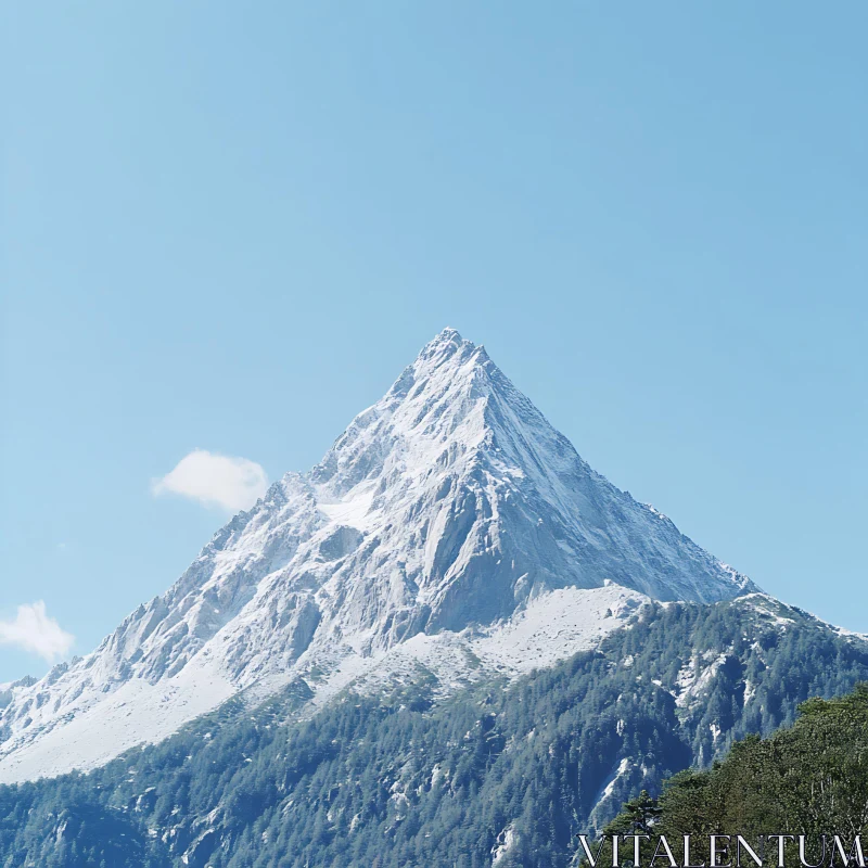 Alpine Mountain Scenery with Snow AI Image