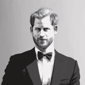 Prince Harry Stylish Monochrome Art