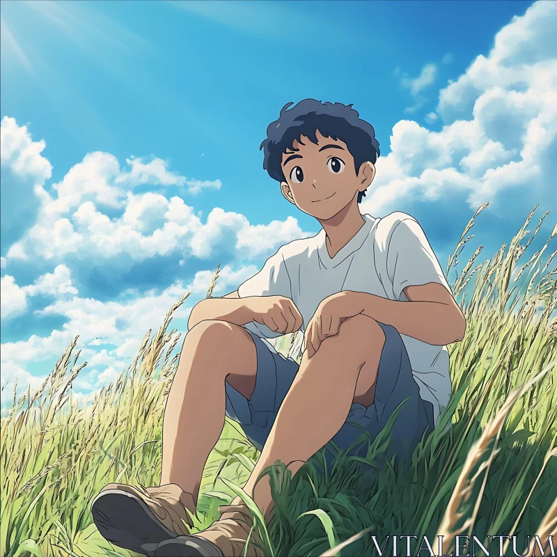 Anime Boy in Nature AI Image