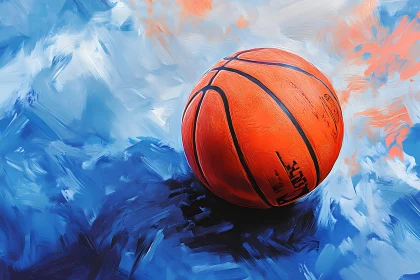 Abstract Basketball Artwork with Bold Colors AI Generated Image