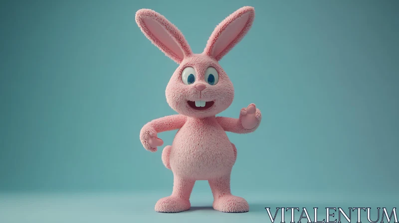 Playful Pink Rabbit Illustration AI Image