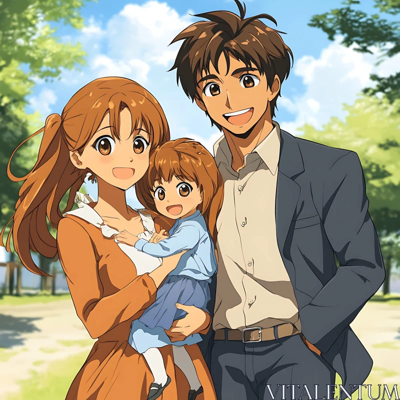 AI ART Happy Anime Family Illustration