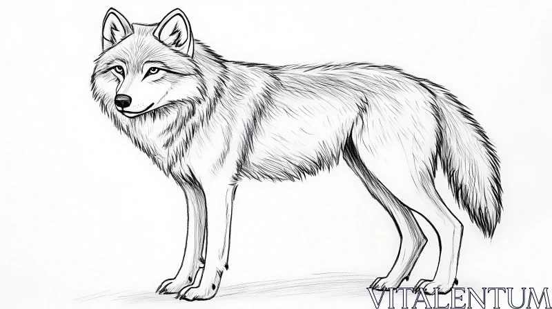 AI ART Monochrome Wolf Illustration