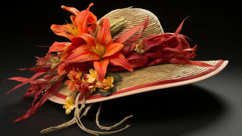 Exquisite Orange Hat with Vibrant Flowers | Playful Charm