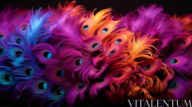 Surrealistic Composition of Colorful Feathers AI Image