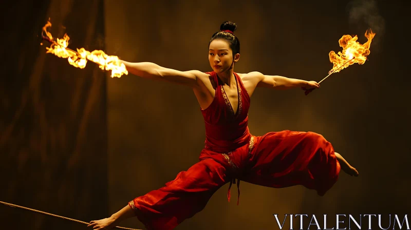 Acrobatic Fire Dance AI Image