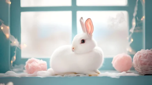 Fluffy Bunny in Pastel Light