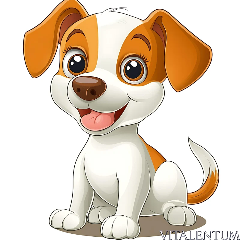 Happy Cartoon Puppy Drawing AI Image