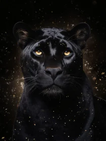 Elegant Black Panther with Golden Dust