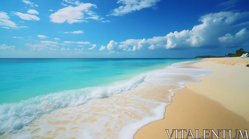 Coastal Paradise: Azure Sea and Golden Sand AI Image