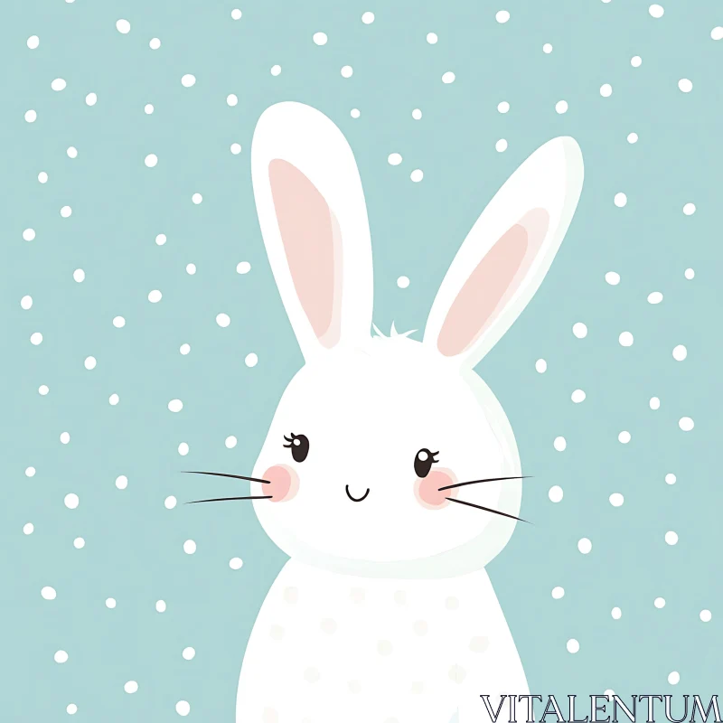 Cartoon Illustration of Cute White Bunny AI Image