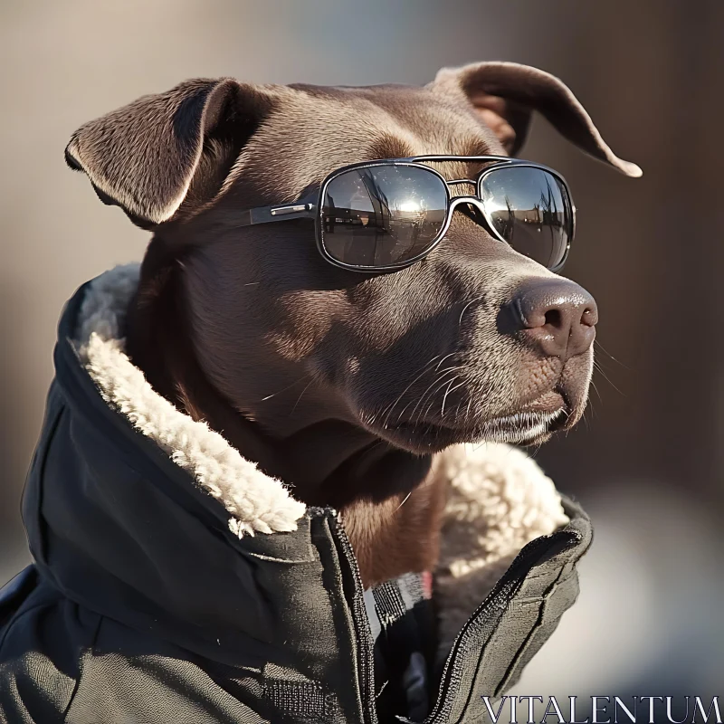 Cool Dog Wearing Aviator Sunglasses AI Image