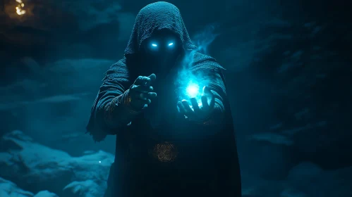 Enigmatic Sorcerer with Glowing Orb