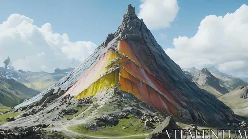 AI ART Rainbow Mountain with Castle Peak