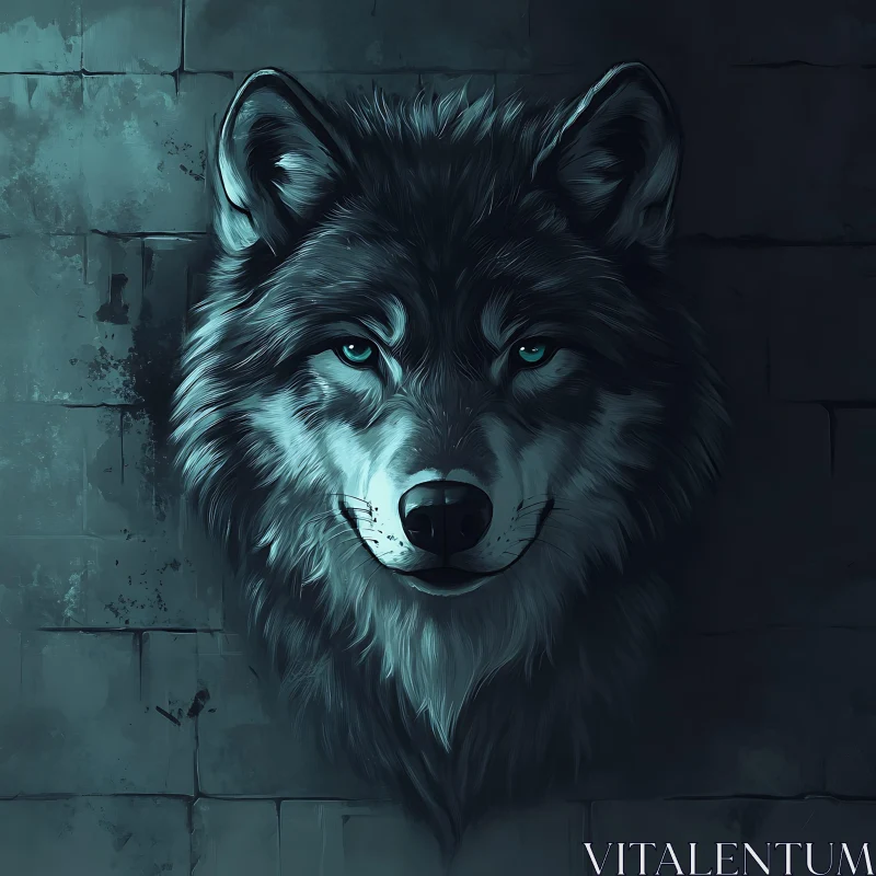 Wolf Head on Wall Art AI Image