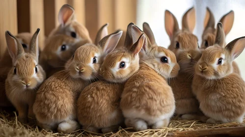 Fluffy Brown Bunnies Huddling Together