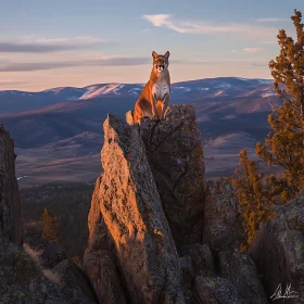 Mountain Lion Portrait at Golden Hour