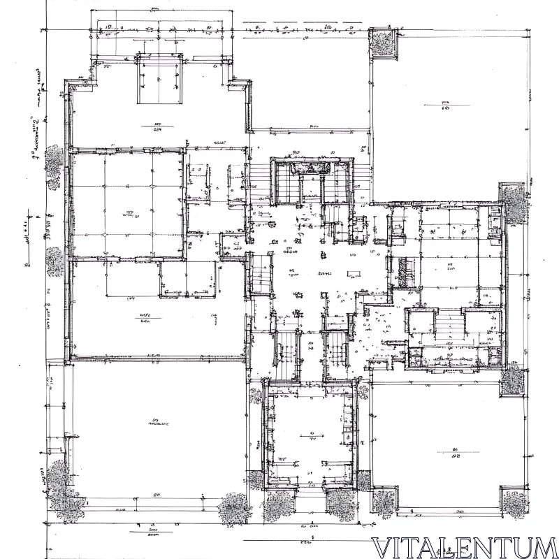 Building Layout Technical Drawing AI Image