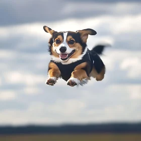 Playful Dog Leaping in Mid-Air