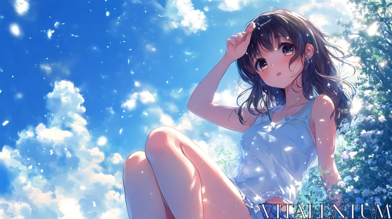 AI ART Anime Girl in Nature on a Sunny Day