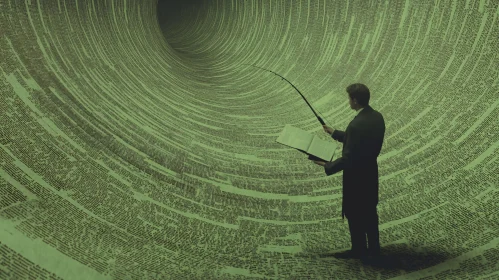 Man and the Infinite Text Tunnel