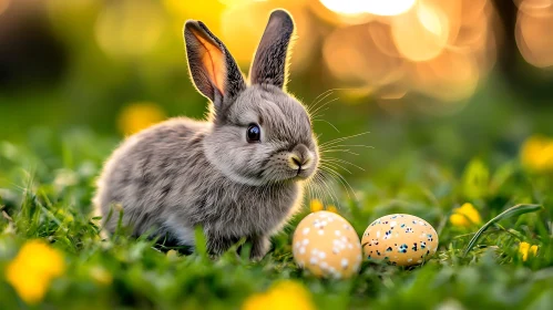 Easter Bunny in Spring Meadow