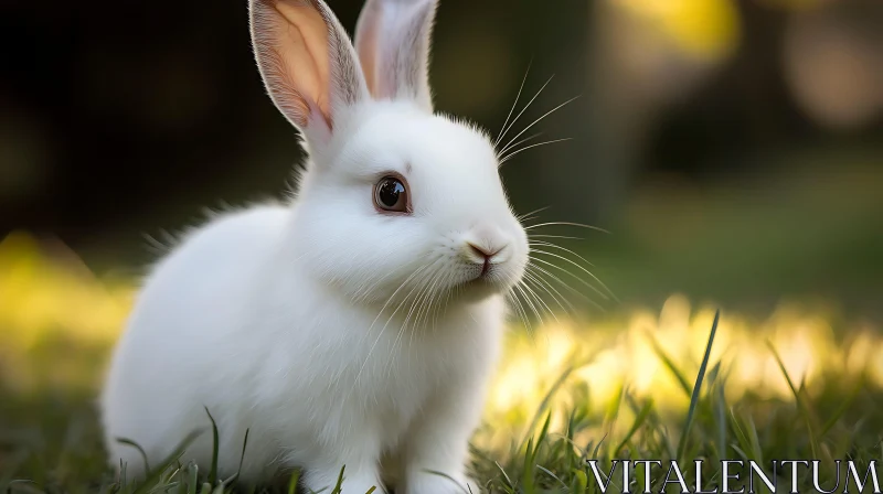 Gentle Bunny in Grassy Field AI Image