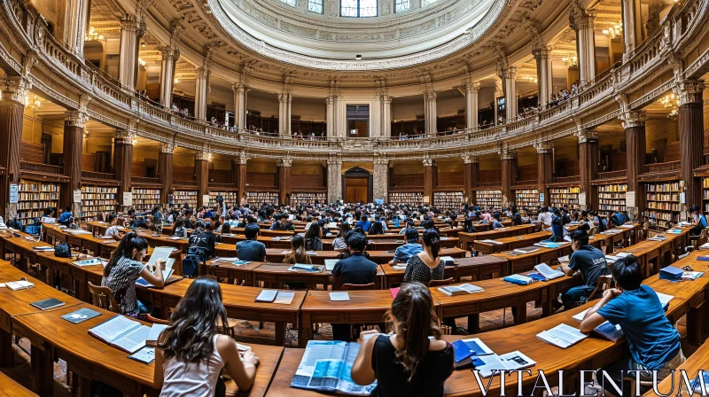 AI ART Ornate Library Interior with Readers