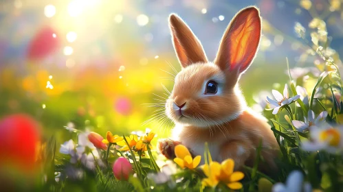Rabbit Among Flowers