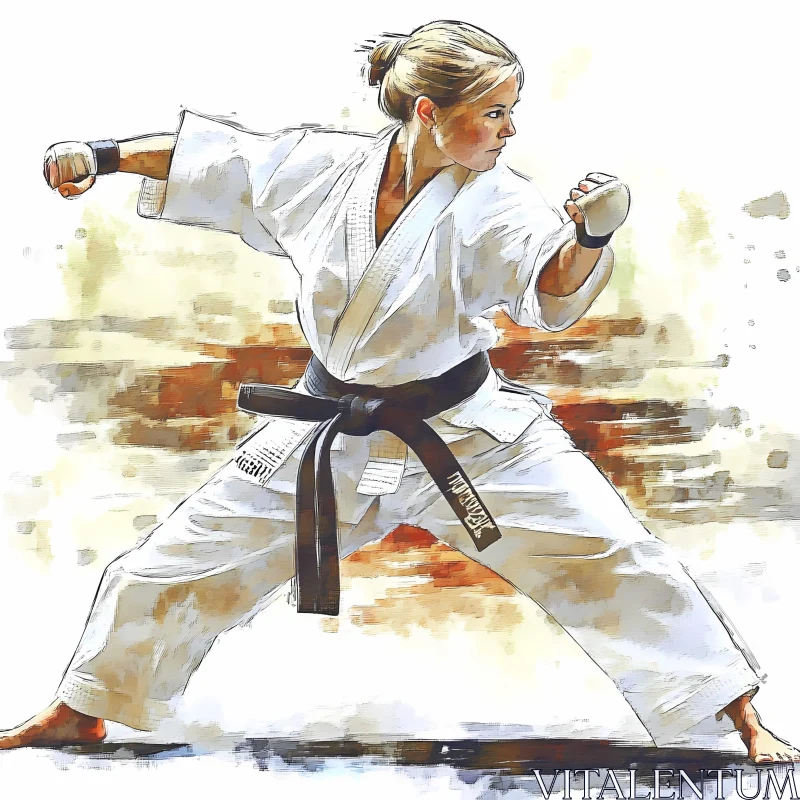 Karate Mastery: A Display of Strength and Skill AI Image