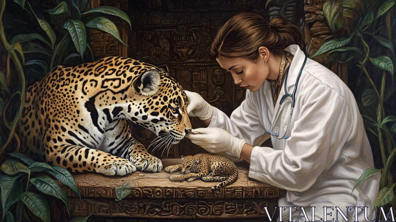 Jungle Doctor: A Vet's Touch for Jaguars AI Image