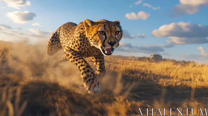 AI ART Running Cheetah in Golden Light