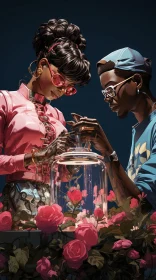 Afrofuturism Inspired Artwork: Moonlit Roses in Glass