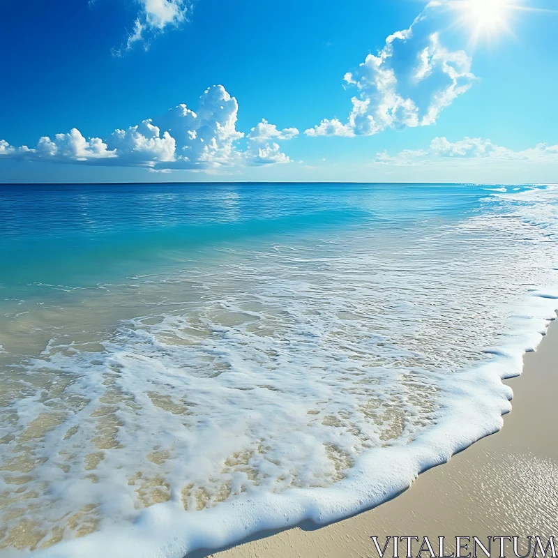 AI ART Tranquil Beach Scene with Gentle Waves