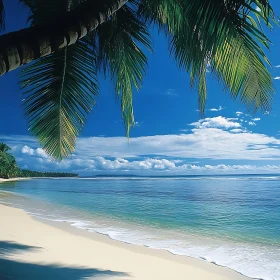 Seascape with Palm Trees and Blue Sky