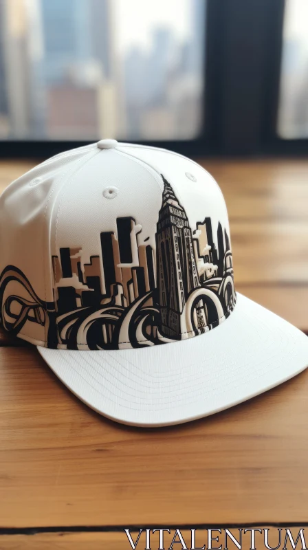Cityscape Snapback Hat - Graphic Illustration by Steve Sack and Patrick Brown AI Image