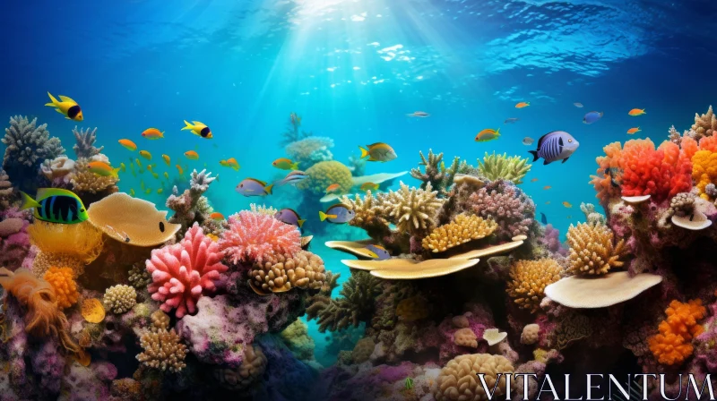 Colorful Coral Reef Underwater Scene - Ocean's Ethereal Charm AI Image