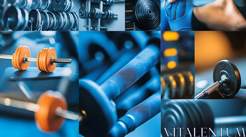AI ART Gym Equipment Close-Up: A Fitness Mosaic