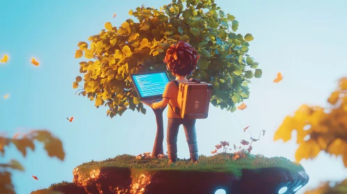 Stylized Coding Scene with Nature